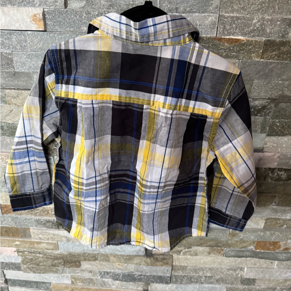 Calvin Klein Plaid Shirt with Blue and Yellow Accents - Picture 2 of 3